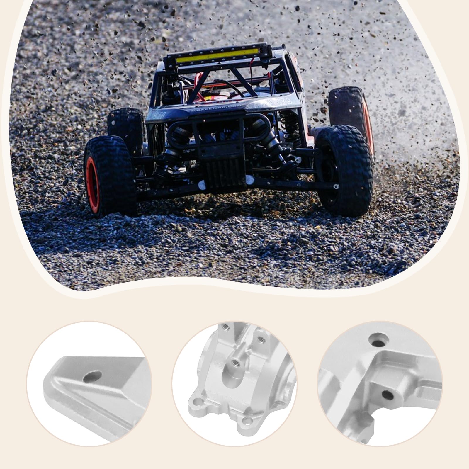 RC Car Copertura Cambio Ingranaggi Rear Pezzo Elemento Sostitutivo Posteriore Compatibile CNC Alluminio Adatta per Auto Radiocomandate, Argenteo