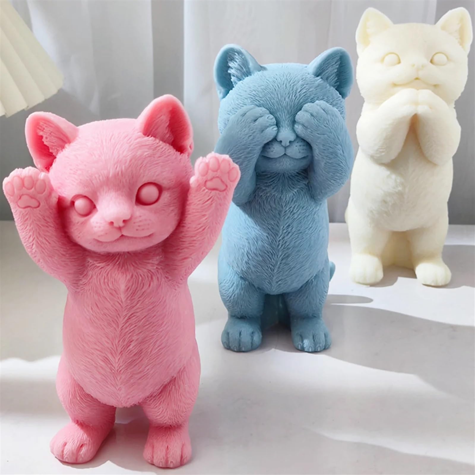 Moule à bougie en silicone en forme de chat grand et mignon, support DIY, outil fabrication résine savon pour animaux de compagnie, moule pour gâteau chocolat, poupée plâtre (A)