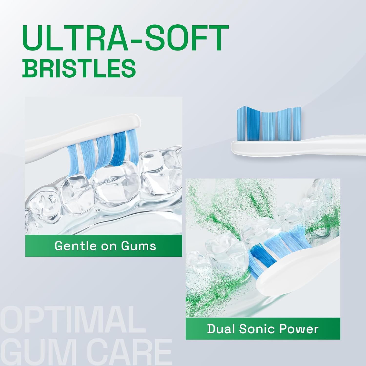 Brushmo Optimal Gum Care Replacement Toothbrush Heads, Compatible with Philips Sonicare Click-on Electric Toothbrush Handles, 8 Standard Replacement Heads, Ultra Soft Dupont Bristles, BM938, White image 3