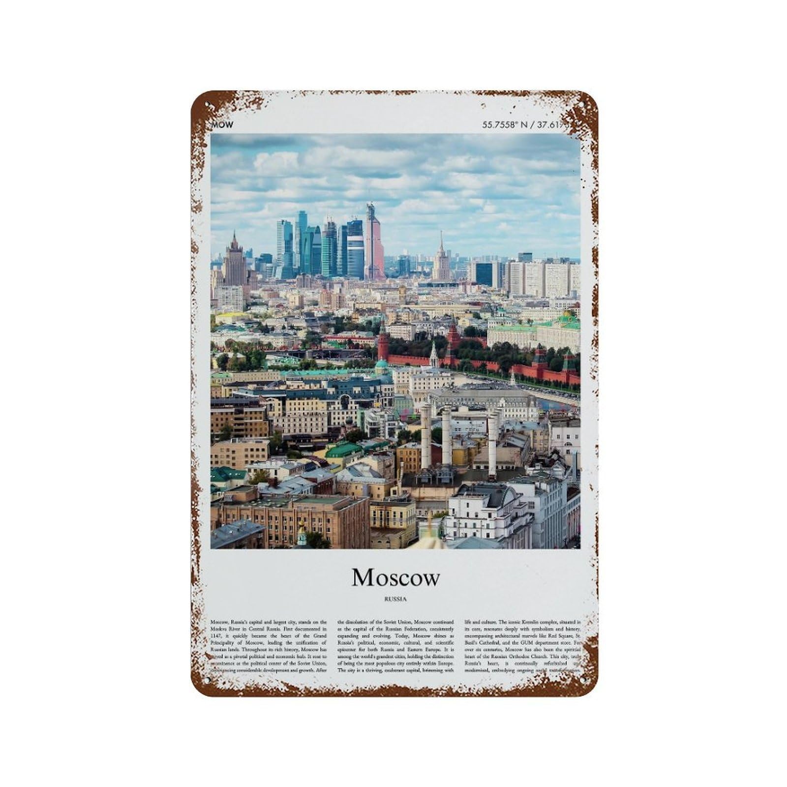 xiaoxiaoshen Moscow Russia City Scenery Wall Decor Art Metal Tin Poster Modern Home Decor Art Home Bar Shop Decorations Vintage Sign 30x20cm