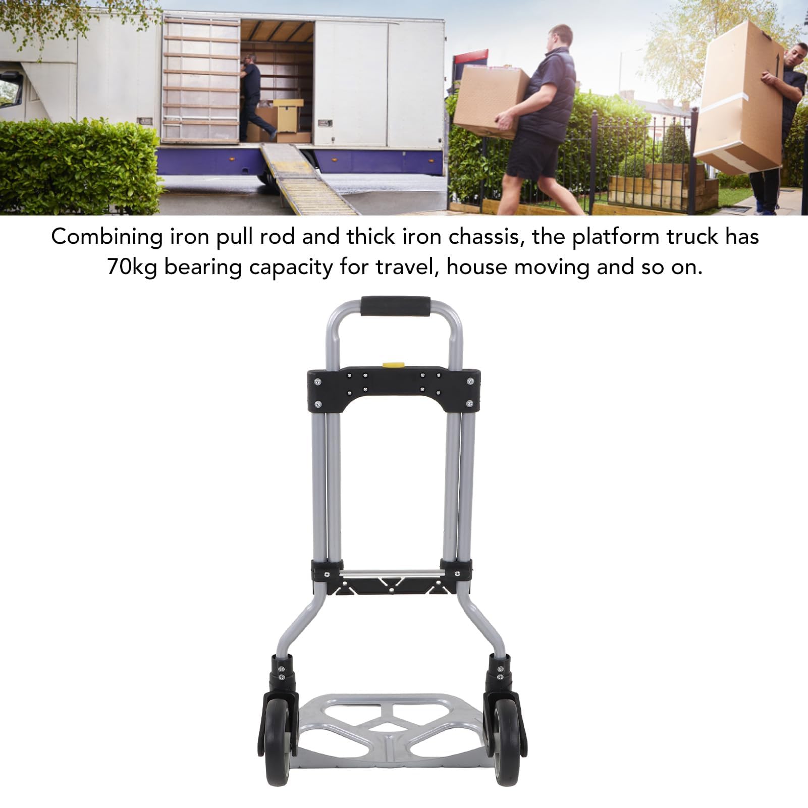 Aluminium Sackkarren, klappbar Handkarren Transportwagen Klappwagen Handwagen Transportkarre Plattfformwagen Rollwagen mit Expanderseilen Traglast 70 kg