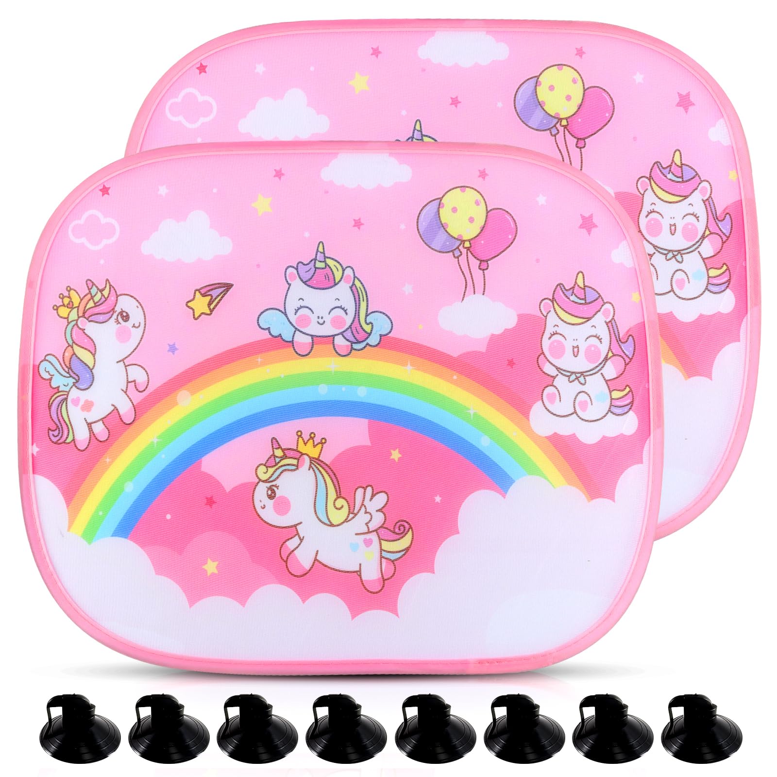 Parasol Coche Infantil,Parasol Coche Bebe Lateral,44x35cm Parasol de Coche con Protección UV,Parasoles para bebé con Unicornio,Autoadhesivo,con 8 Ventosas,para Proteger del Sol a bebés y Mascotas