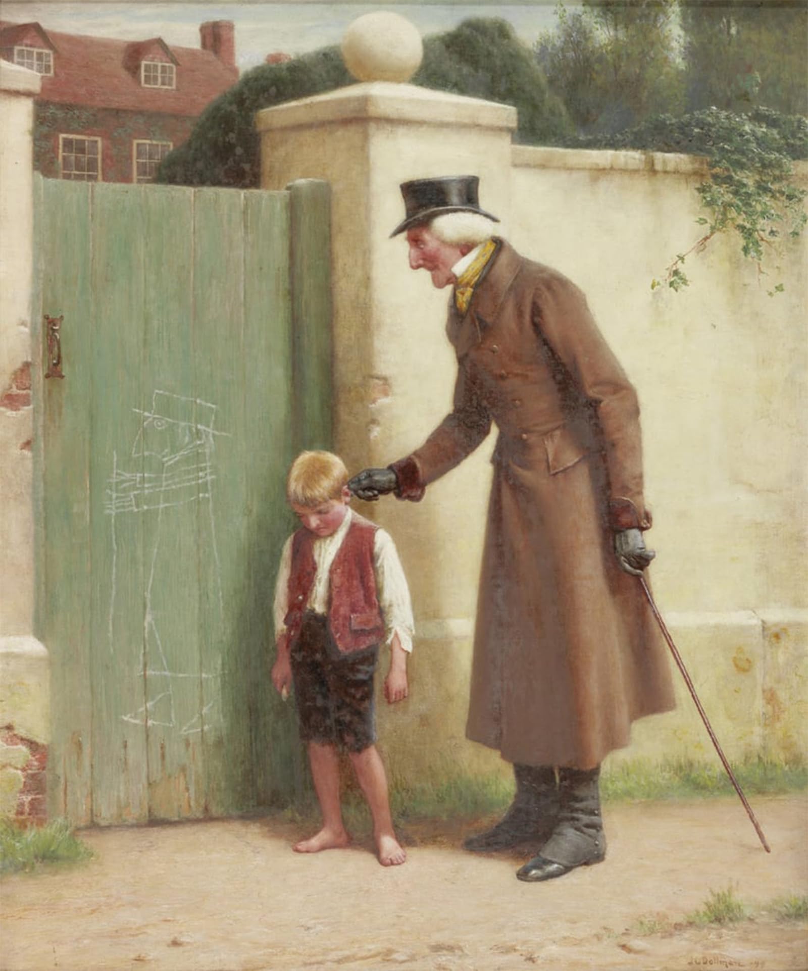 SERENDIPITP Vintage Picture Print on Canvas Wall Art Poster the Village Artist by Charles Dollman Artwork Print Poster for Wall Decor 60x90cm