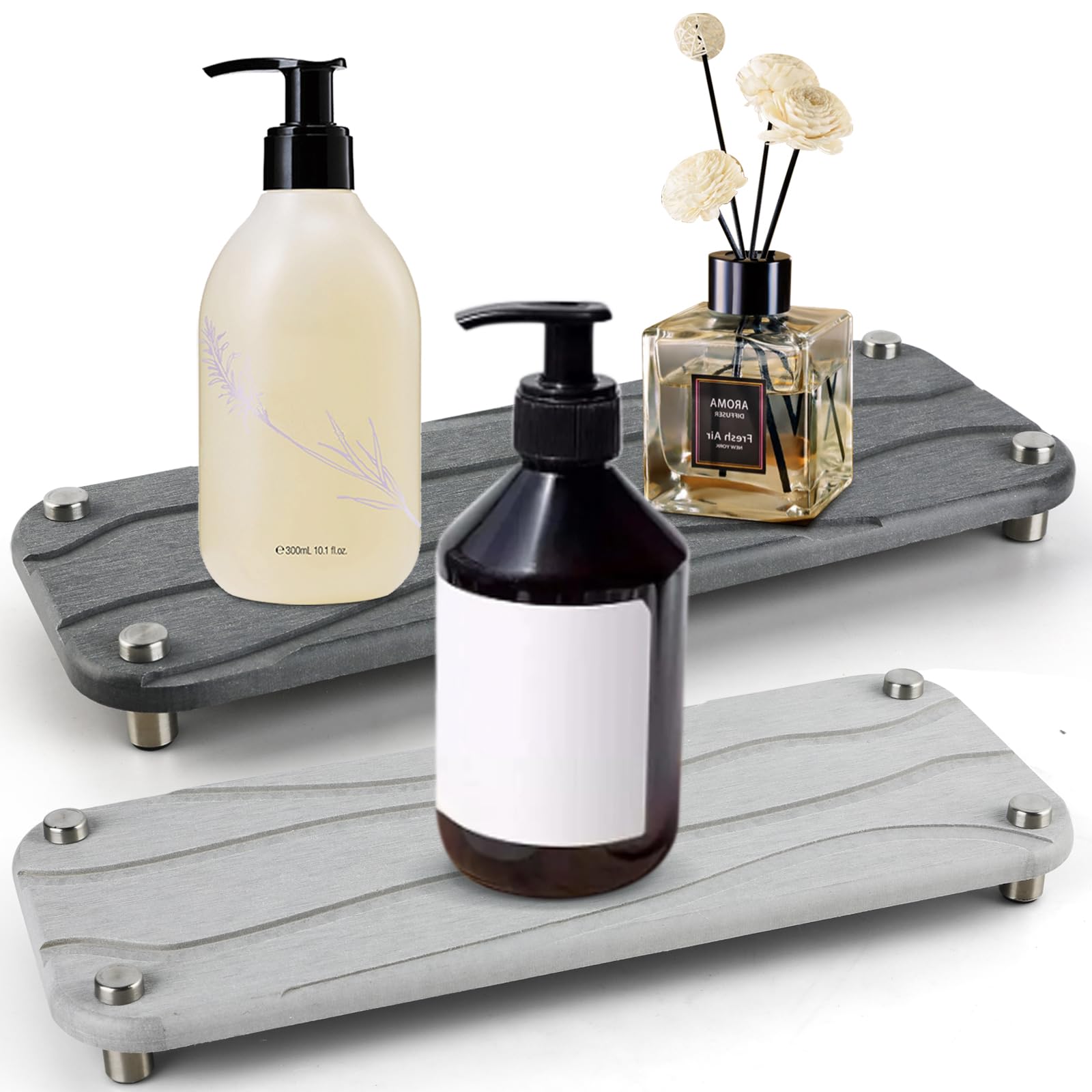 INFTYLESink Caddy, Instant Dry Sink Organizer, Fast Drying Stone Holder, Sponge Soap Holder Dispenser, Countertop Fast Drying Rack for Home Bathroom and Kitchen