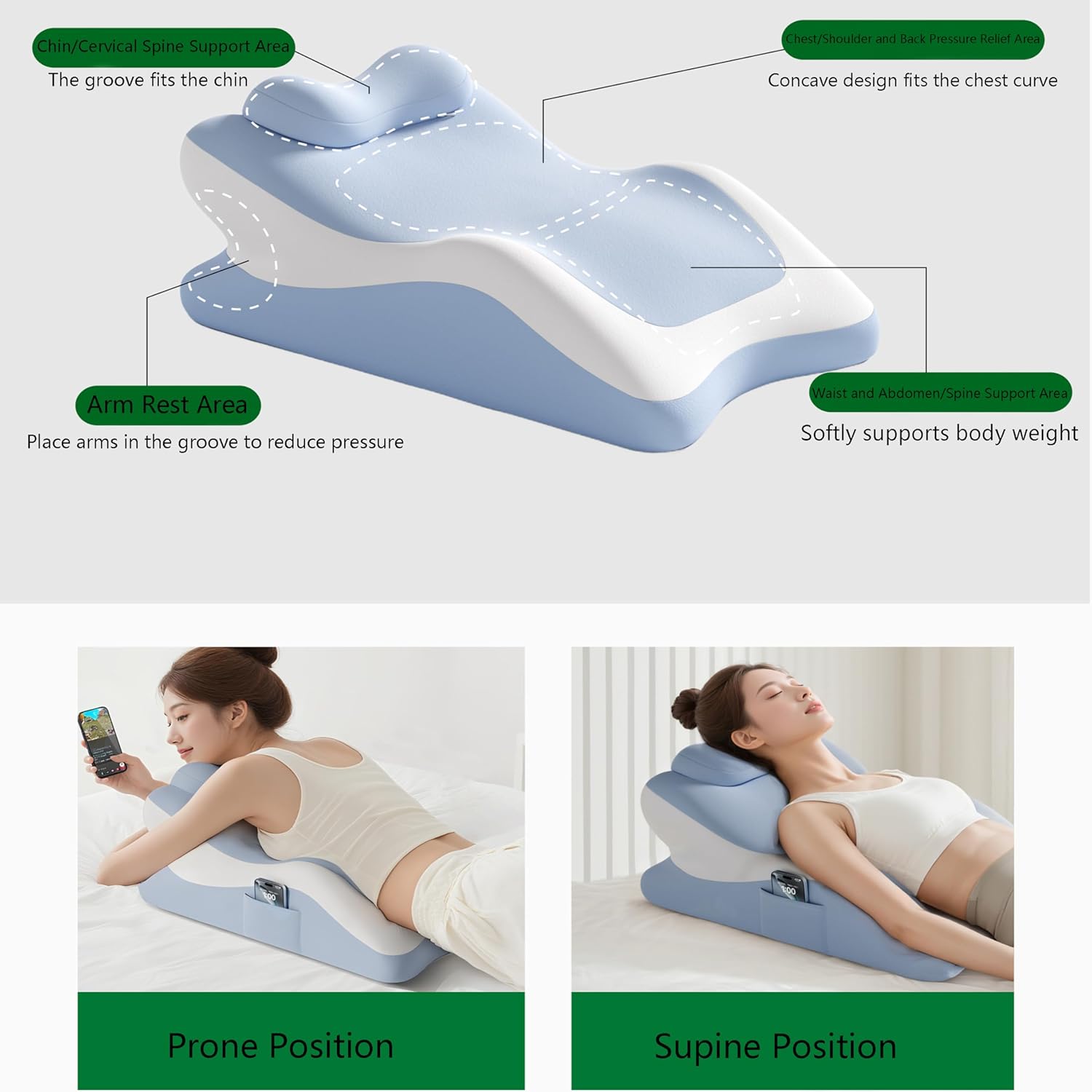 Sweet Spot Pillow for Couples - Wedge Intimacy Pillow with Ergonomic Support, Multi-Functional Lounger for Prone Reading, Cuddling & Neck Relief, Gift for Him/Her, Modern Color Block Design