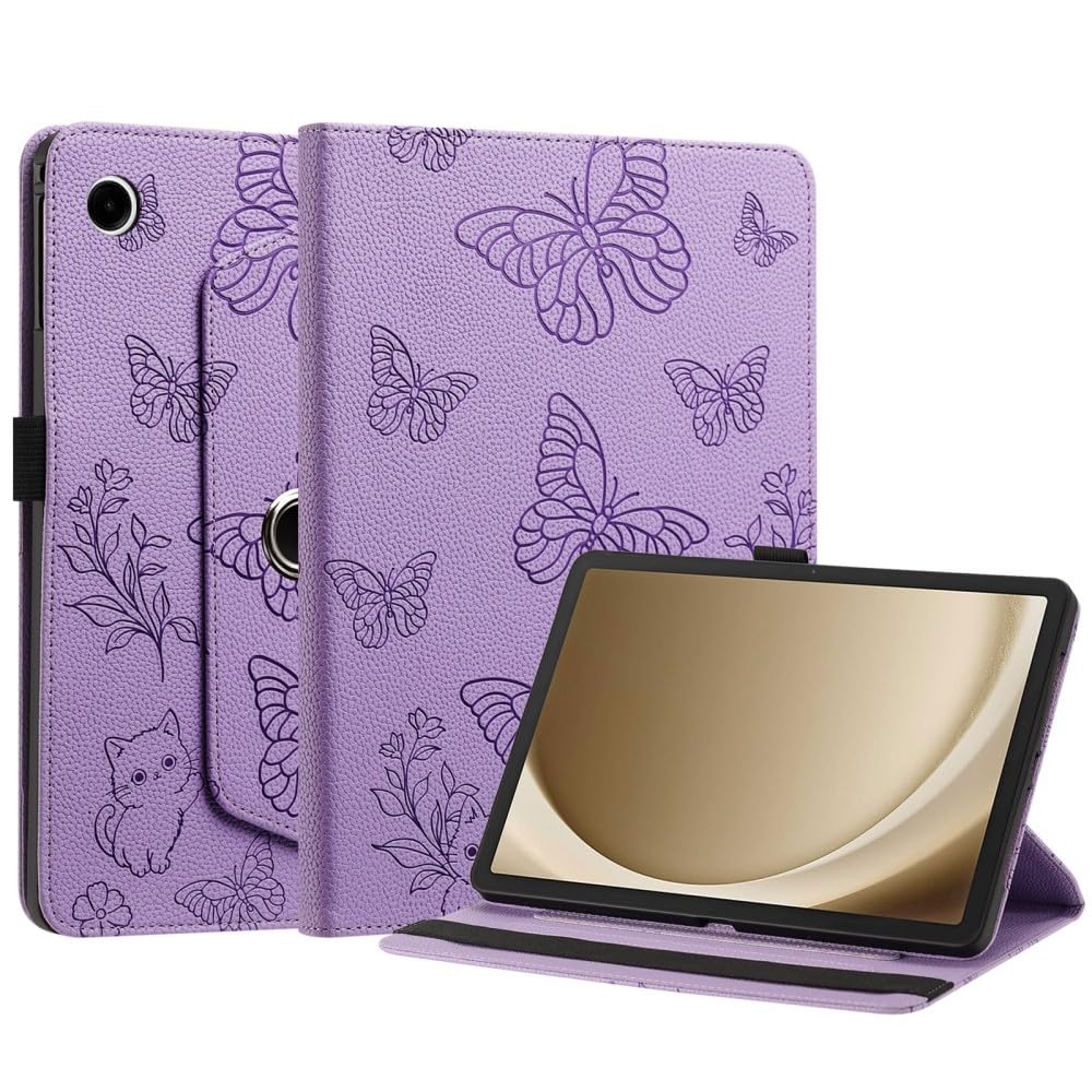 Generic Étui compatible avec Samsung Galaxy Tab S8 Ultra 14,6 SM-X900 SM-X906 (couleur : violet) étui intelligent rotatif antichoc en cuir motif papillon