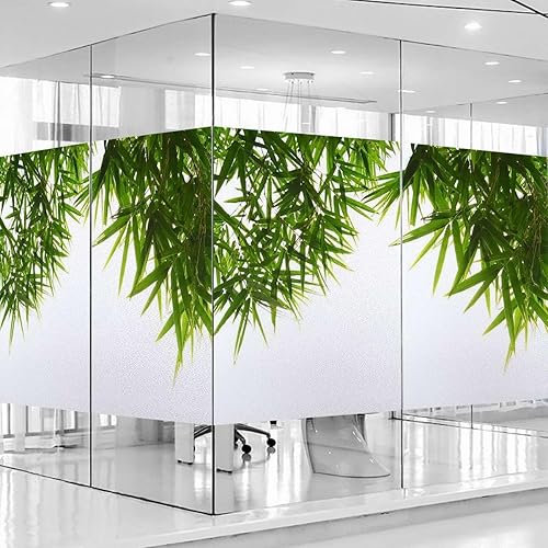 Película de vidrieras verde y blanco para puertas de vidrio, película de privacidad esmerilada para ventana, calcomanías de vidrio estático