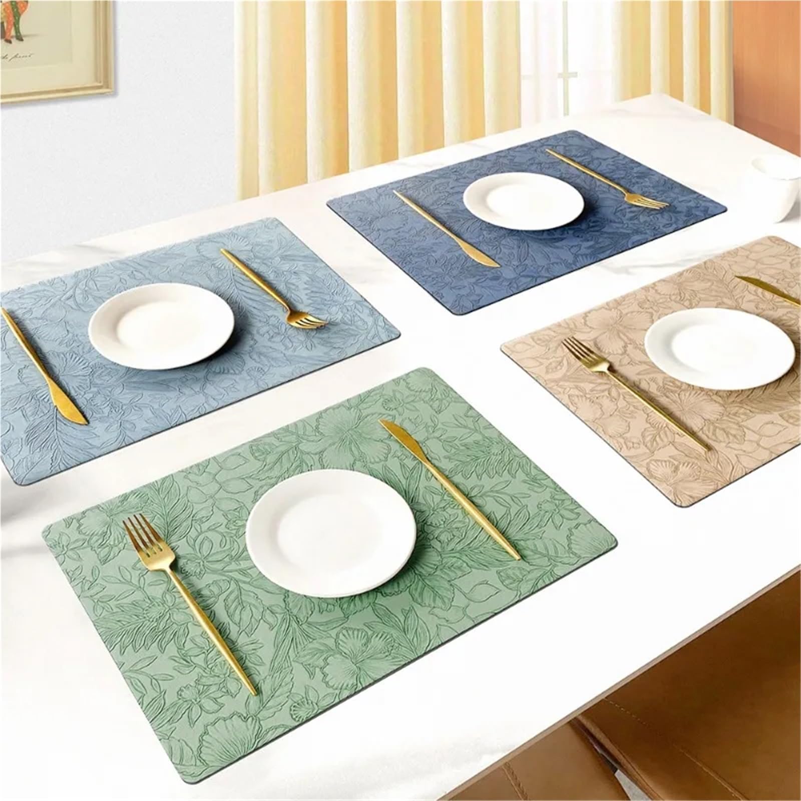 Décoration de Table, Sets de Table, Set de Table de Cuisine en Cuir (Lot de 2) Double Face, antidérapant, Isolant Thermique et créatif.