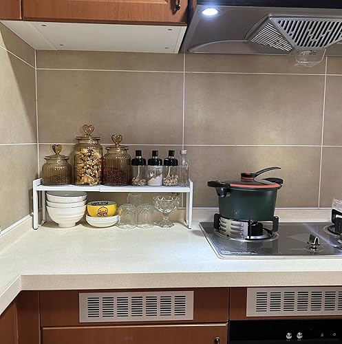 Miniatura 7 de Urhomey plus Organizador pequeño expandible de 16 a 26 pulgadas, apilable, estante para encimera de cocina, estante de fregadero de 20 libras,