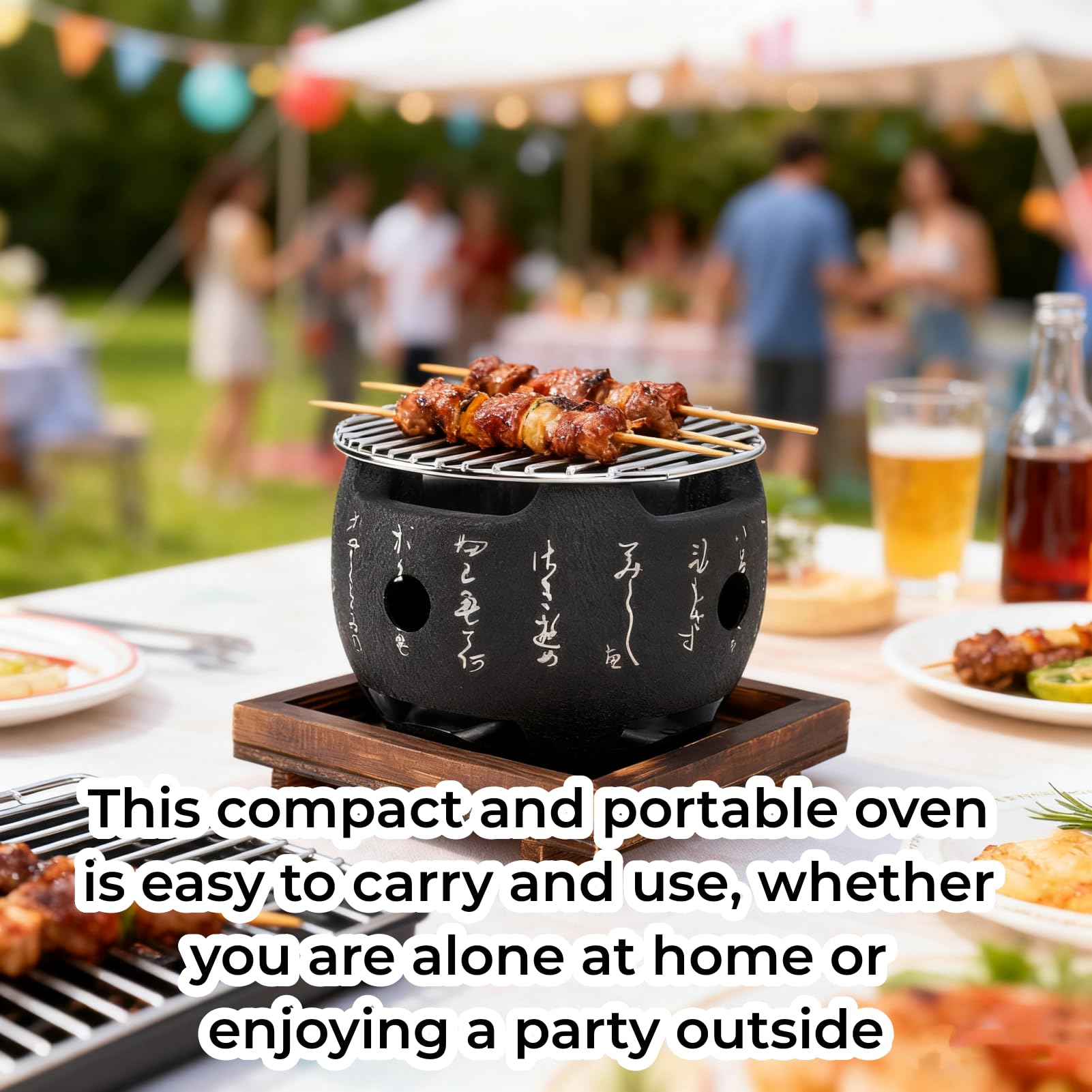 Japoński mini grill Przenośny japoński grill Piec Stop aluminium Mały grill węglowy Grill Narzędzia do grillowania na kempingu Spotkania rodzinne (L)
