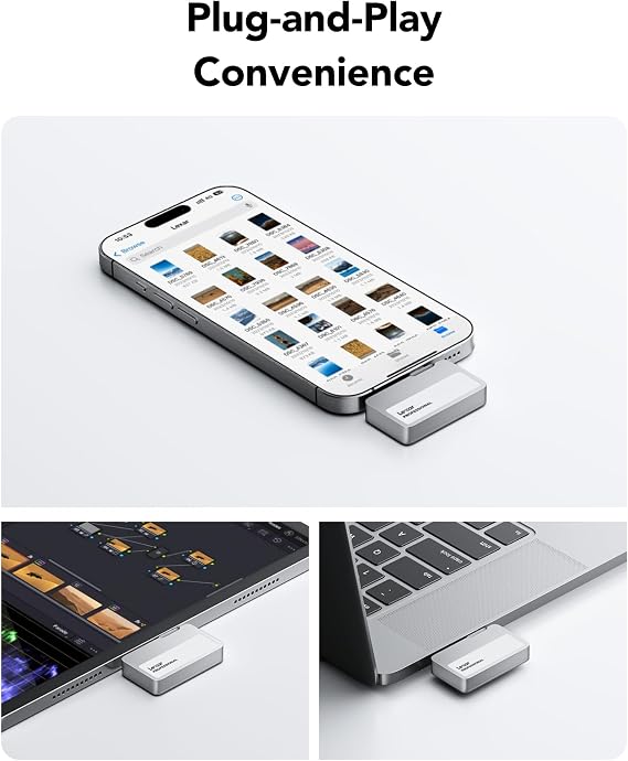Lexar Professional Go Portable SSD 2TB Ultra Compact Supports Apple ProRes up to 1050MB/s Read and 1000MB/s Write USB 3.2 Gen 2 IP65 for iPhone 15/16 Pro Black