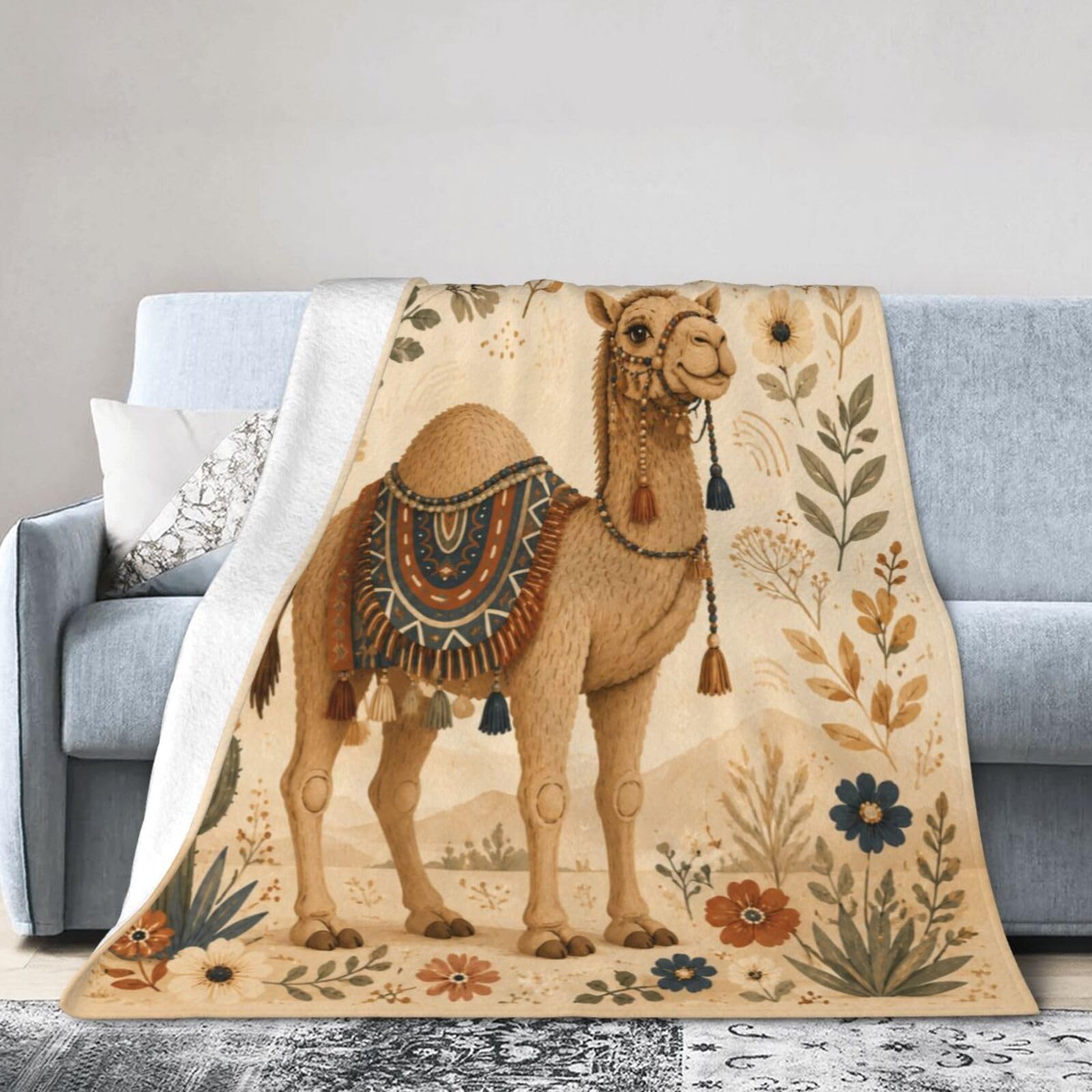 jamie world Camel Throw Blanket 50"x40"