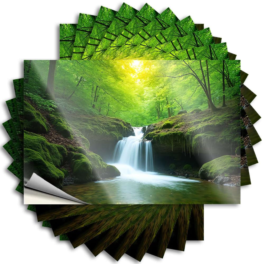 Sticker Affirmation Vinyl Decals, Mens Bedroom Decor Waterproof Water Stickers for Water Bottle | A Serene Waterfall Cascades Through Lush Perfect for Autumn Laptop Decor(12X18CM)