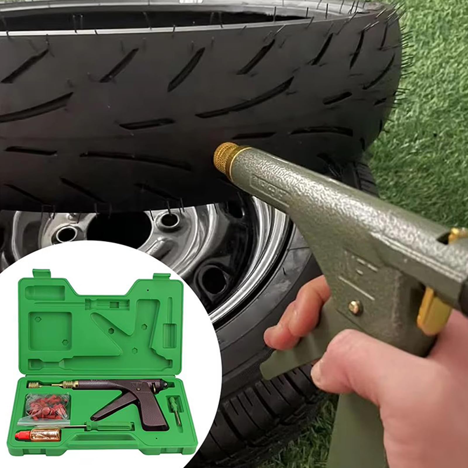 Kit Reparación Neumáticos Moto Válvula de Vacío del Compresor | Kit de Reparación de Neumáticos para Coche Inflador para Carretera ATV Camión Tractor Cortacésped Moto de