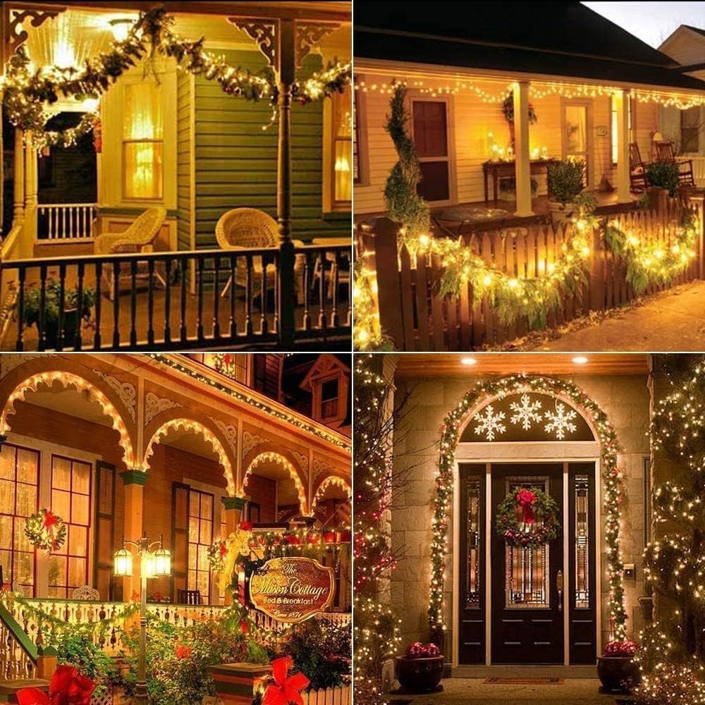 Joomer Luces Solares LED Exterior Jardín, 2 Packs 12M 120LED Guirnaldas Luces Exterior Solar de Alambre de Cobre, 8 Modos Cadena Luces LED Blanco Cálido Impermeable para Interior Fiesta Árbol Boda