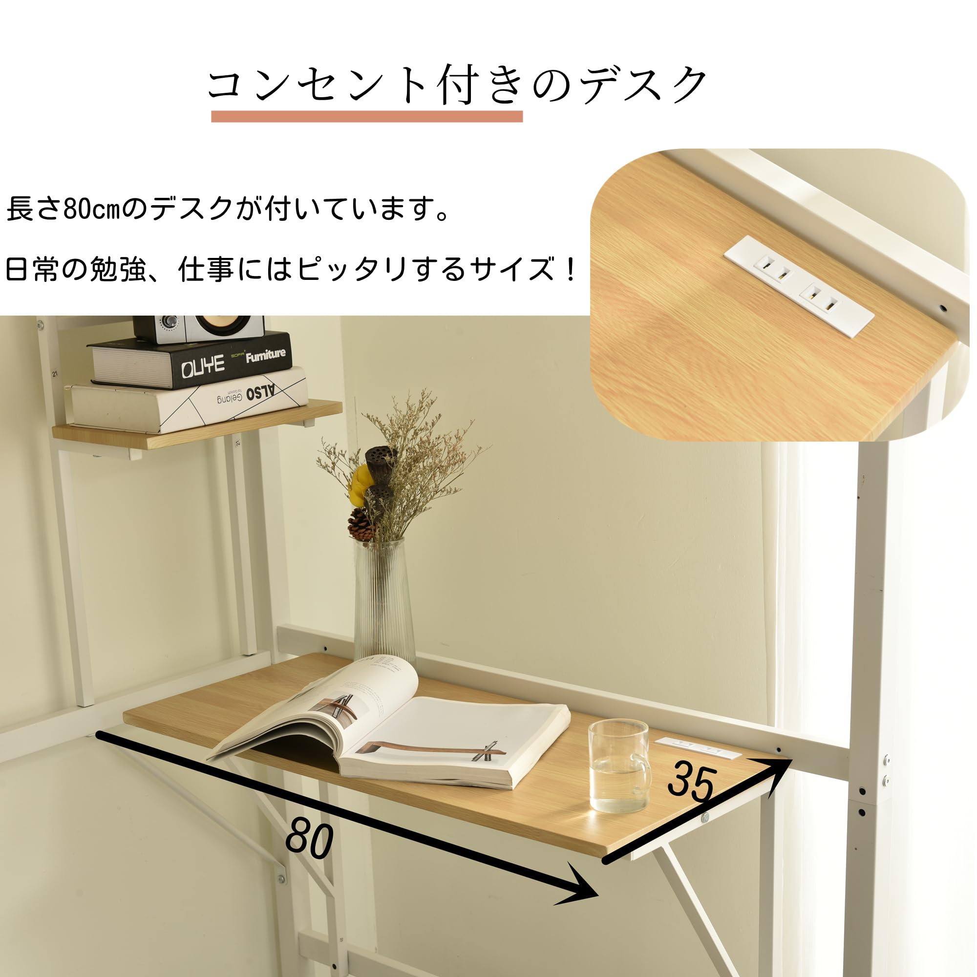Amazon｜ロフトベッド パイプベッド シングル 木 デスク付き
