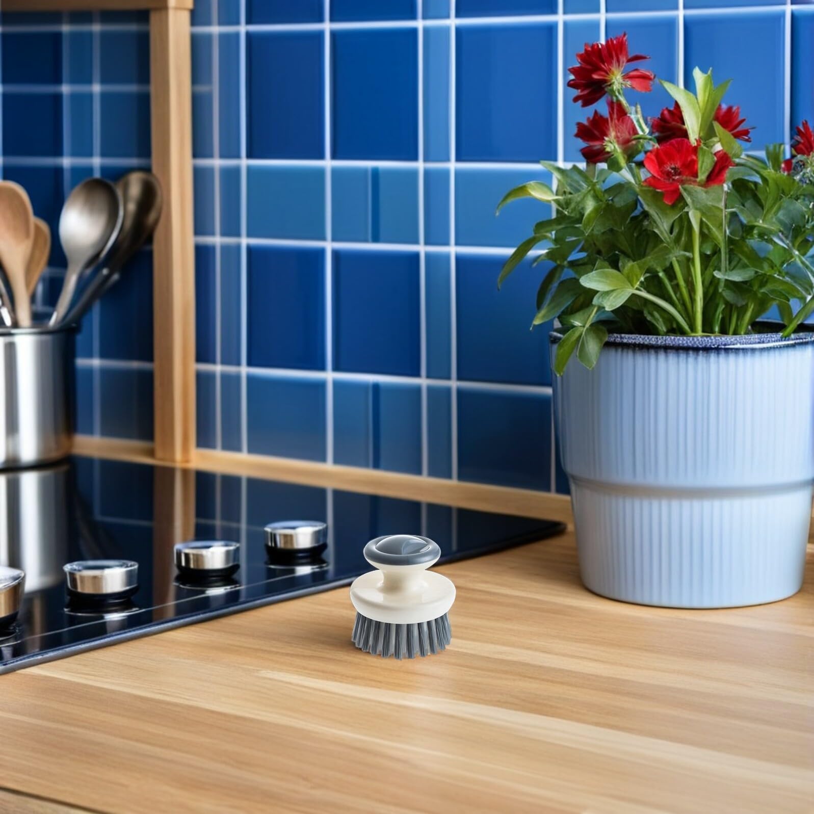 5 Cepillos para Lavar Platos con Mango Ergonómico Cerdas Resistentes para Cocina Limpieza de Ollas Verduras y Sartenes Herramienta Multiusos para Fregadero Color Gris Tamaño