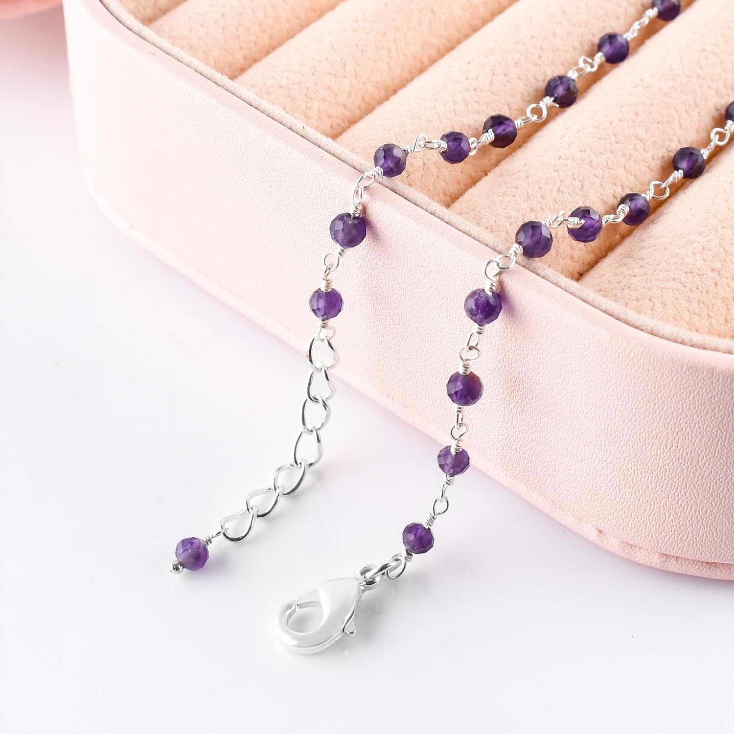 YANARA Gemstone Anklet for Women Dainty Boho Summer Beach Jewelry for Girls Handmade Rosary Charm Ankle Bracelets for her 9+1.5 inch Gifts For Her - Image 3