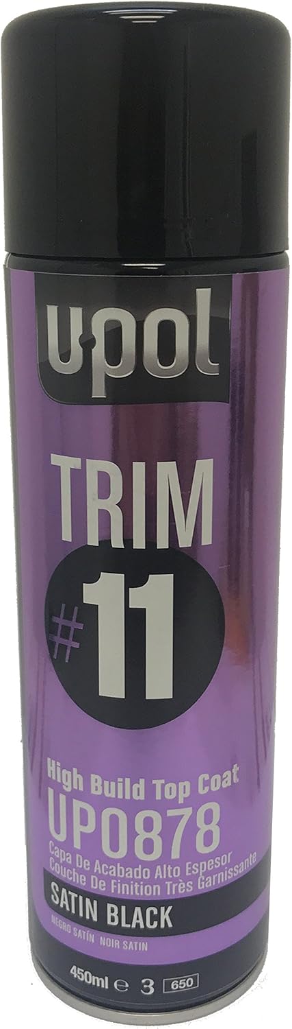 U-POL Trim#11 High Build Top Coat Premium Aerosols, 450ml (12oz) (Satin Black)