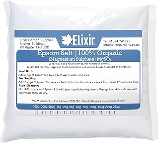 Elixir Gardens ® EPSOM BATH SALT 20KG/100% MEDICAL/FCC FOOD GRADE MAGNESIUM SULPHATE HEPTAHYDRATE Supplied as 2 x 10kg