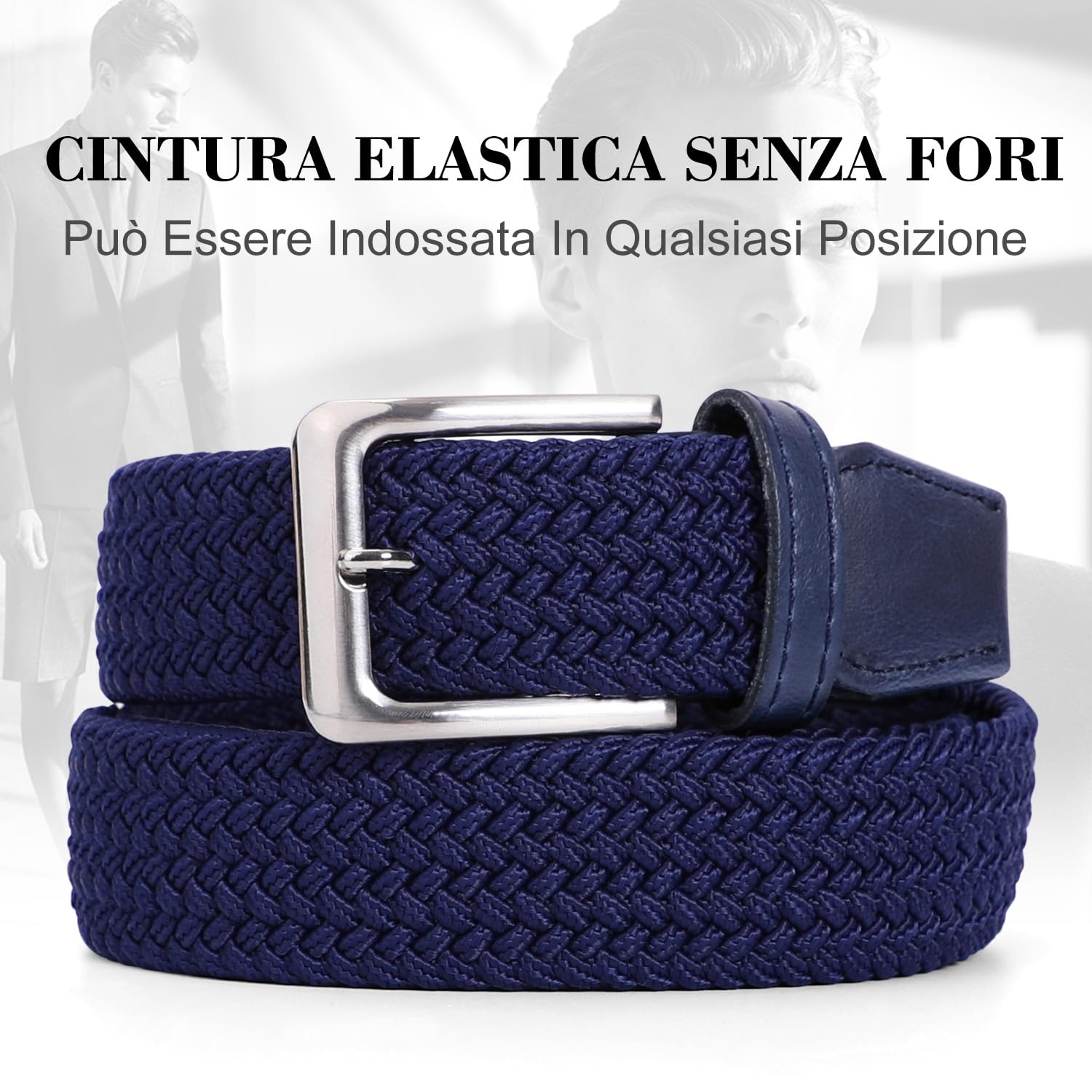 VONMELLI Cintura Elastica Uomo Intrecciata Cintura Uomo in Tessuto Cintura Elasticizzata Regolabile per Uomo e Donna Casual Cinture Da Uomo Vintage Cintura Da Golf per Jeans