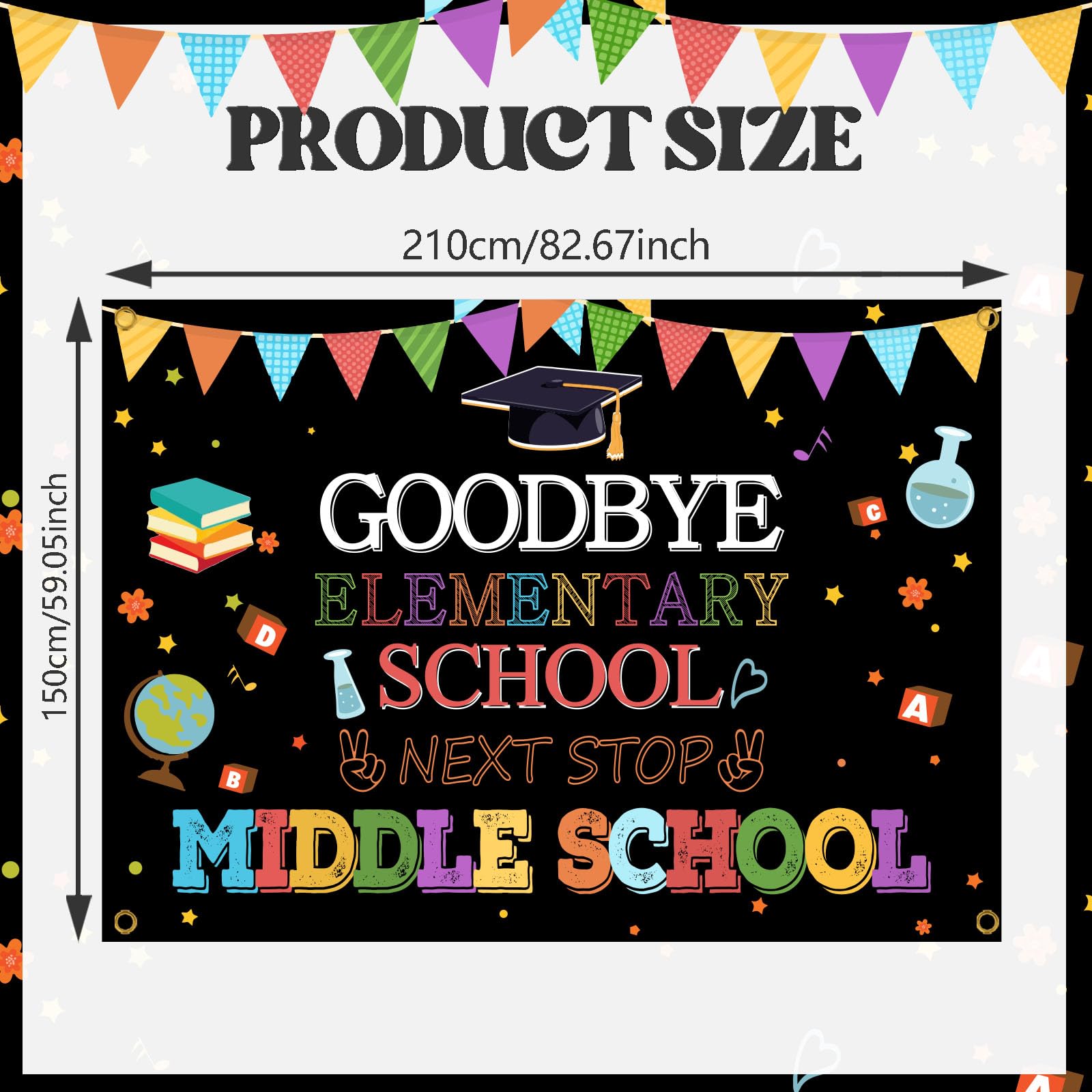 Elementary Graduation Goodbye Elementary School Backdrop Banner - 73x43 ...