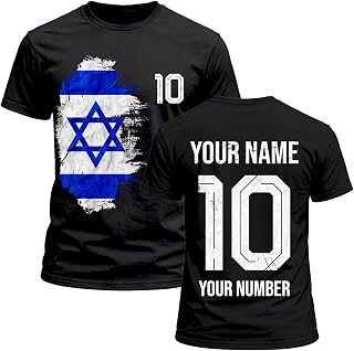 Israel 2026 Camiseta Gráfica de Algodón para Hombre Fan de Fútbol Personalizada, Nombre y Número Personalizados, Camiseta de Manga Corta para Aficionados