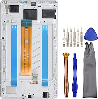 Tablet Complete Screen LCD Digitizer Touch Assembly Replacement for (LTE Version) Samsung Galaxy Tab A7 Lite Tab A7 Lite LTE SM-T225 with Tool Kit and Screen Frame Installed White 8.7"