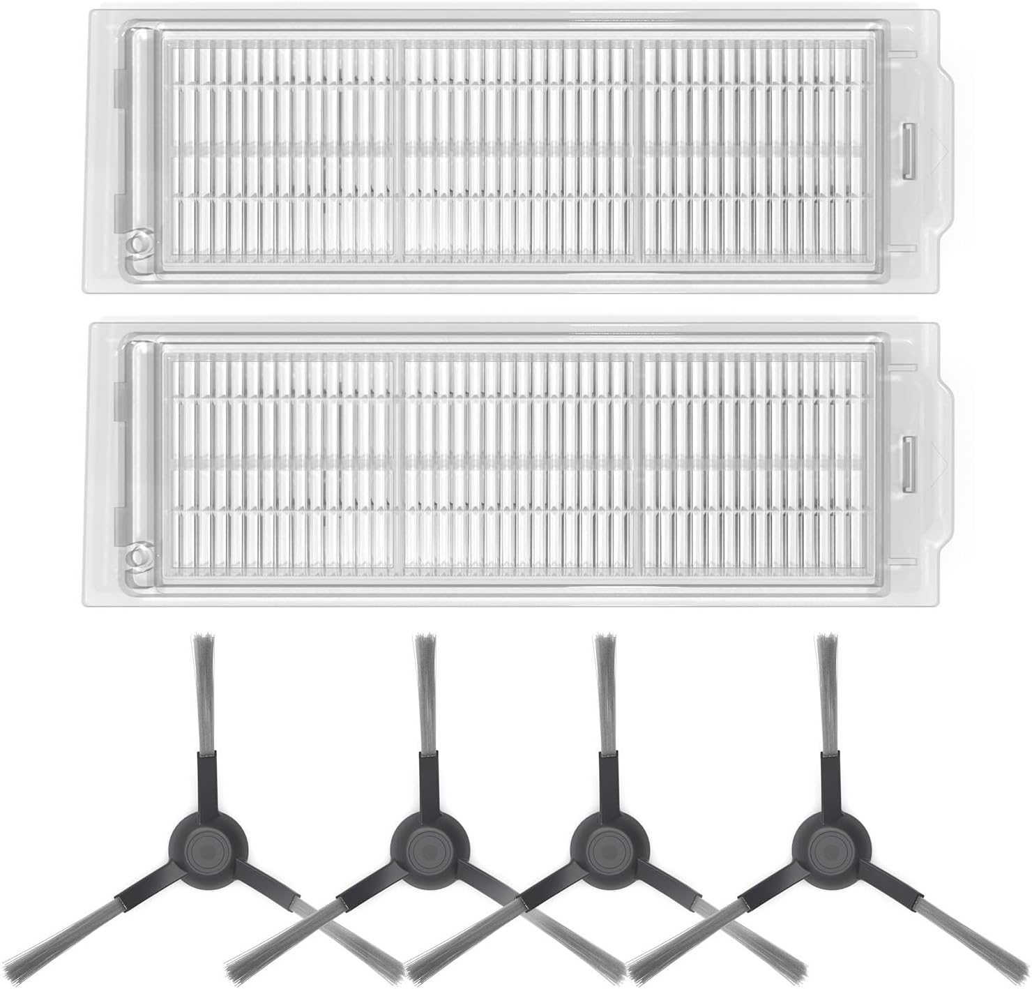 Coredy Replacement Kit (Side Brush x4, High Efficiency Filter x2) for SL200 Laser Navigation Robot Vacuum and Mop Combo Cleaner, Robot Vacuum Accessory