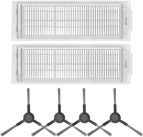 Coredy Kit de repuesto (4 cepillos laterales, 2 filtros de alta eficiencia) para robot de navegación láser SL200 y limpiador combinado de trapeador,