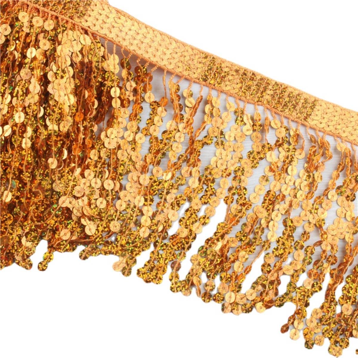 Nastro Pizzo Metallizzato Oro Con Frange 15 Metri X 32mm Per Cucito E Decorazioni - Foto 12