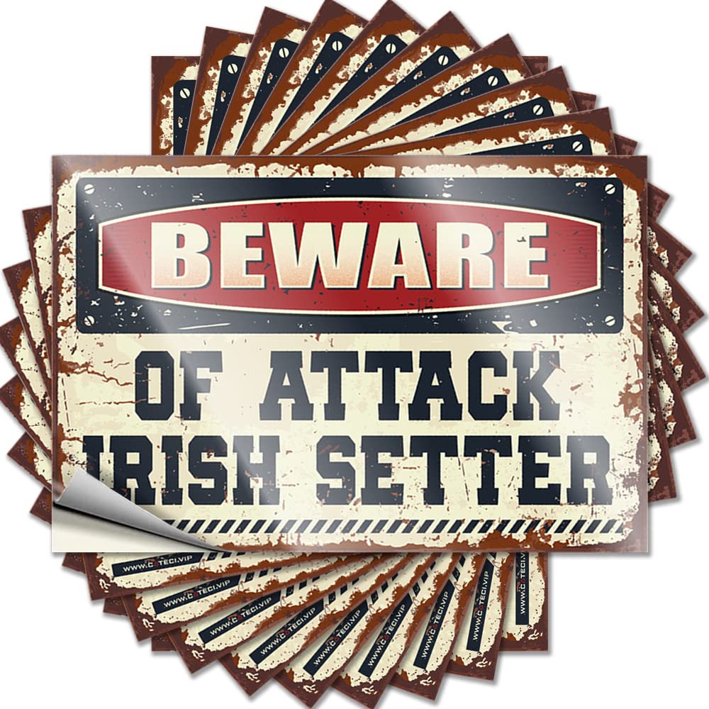 Beware of Attack Irish Setter Glitter Sticker | Halloween Waterproof Vinyl Essentials Cars Removable Decal Peel Stick(12X18CM)