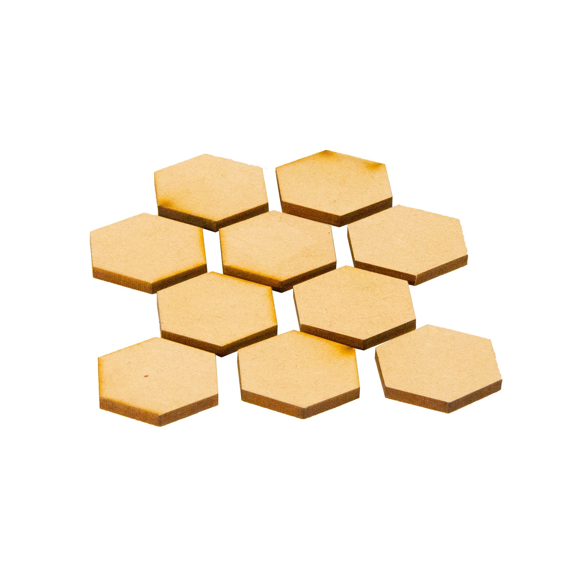 The Broken Token - MDF Hex Miniature Bases - 1 inch Diameter 3mm Thick Wood Bases- Pack of 10
