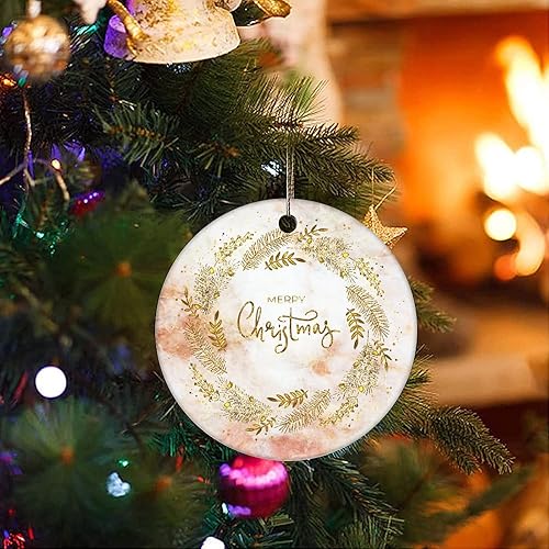 Miniatura 3 de Cheyan Funny Merry Christmas Marble Christmas Porcelain Ornament Home Decorations Christmas Pendants Marble Printed Christmas Tree Hanging Ornament