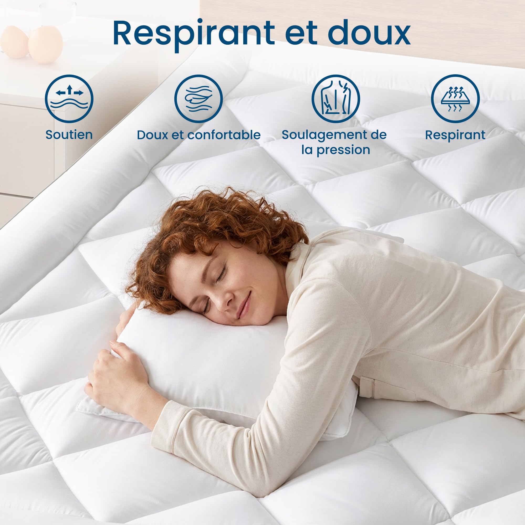 BedStory Surmatelas 140 x 190cm Blanc, surmatelas Ultra-Doux avec Poches Profondes, protège-Matelas Lavable en Machine, adapté aux Matelas jusqu'à 40 cm d'épaisseur