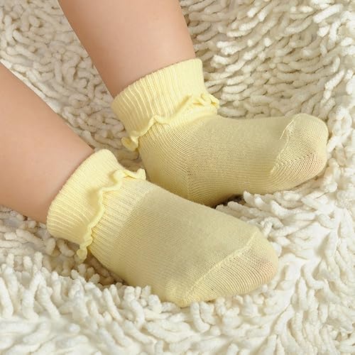 Miniatura 5 de 6 y 12 pares de calcetines de algodón con volantes para bebés y niños pequeños