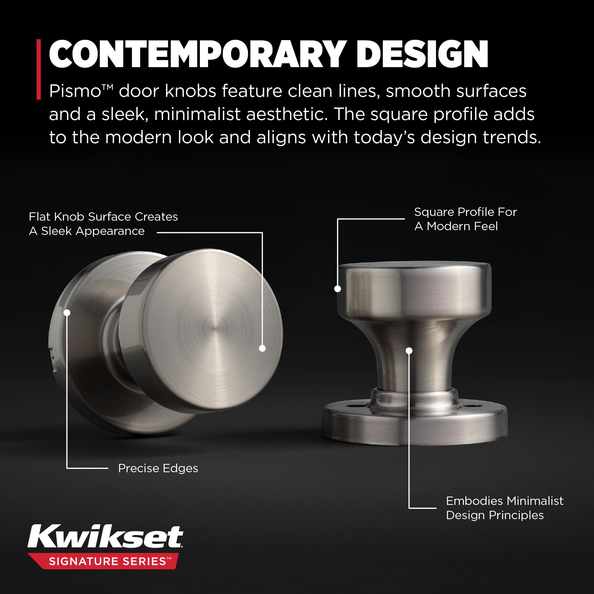 Kwikset Pismo Satin Nickel Door Knob - Modern Design -7 Kwikset Pismo Satin Nickel Door Knob - Modern Design -7