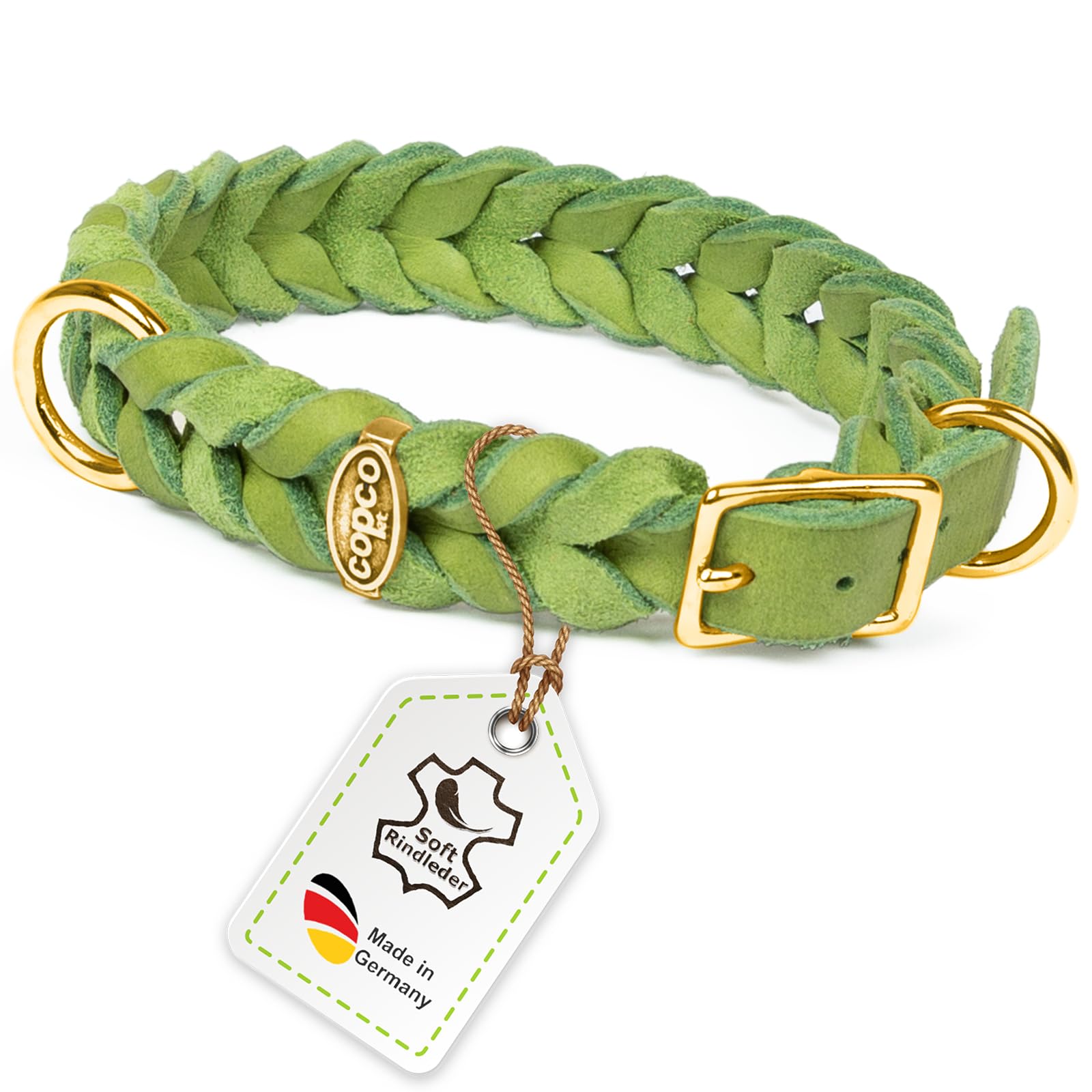 CopcoPet Collier En Cuir Gras - 50 à 55 Cm X 25 Mm - Bleu