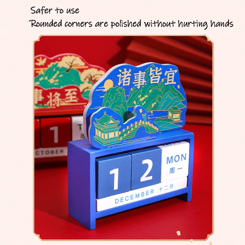 Amazon.com: YXWJ Chinese Style Perpetual Calendar Wooden Desk