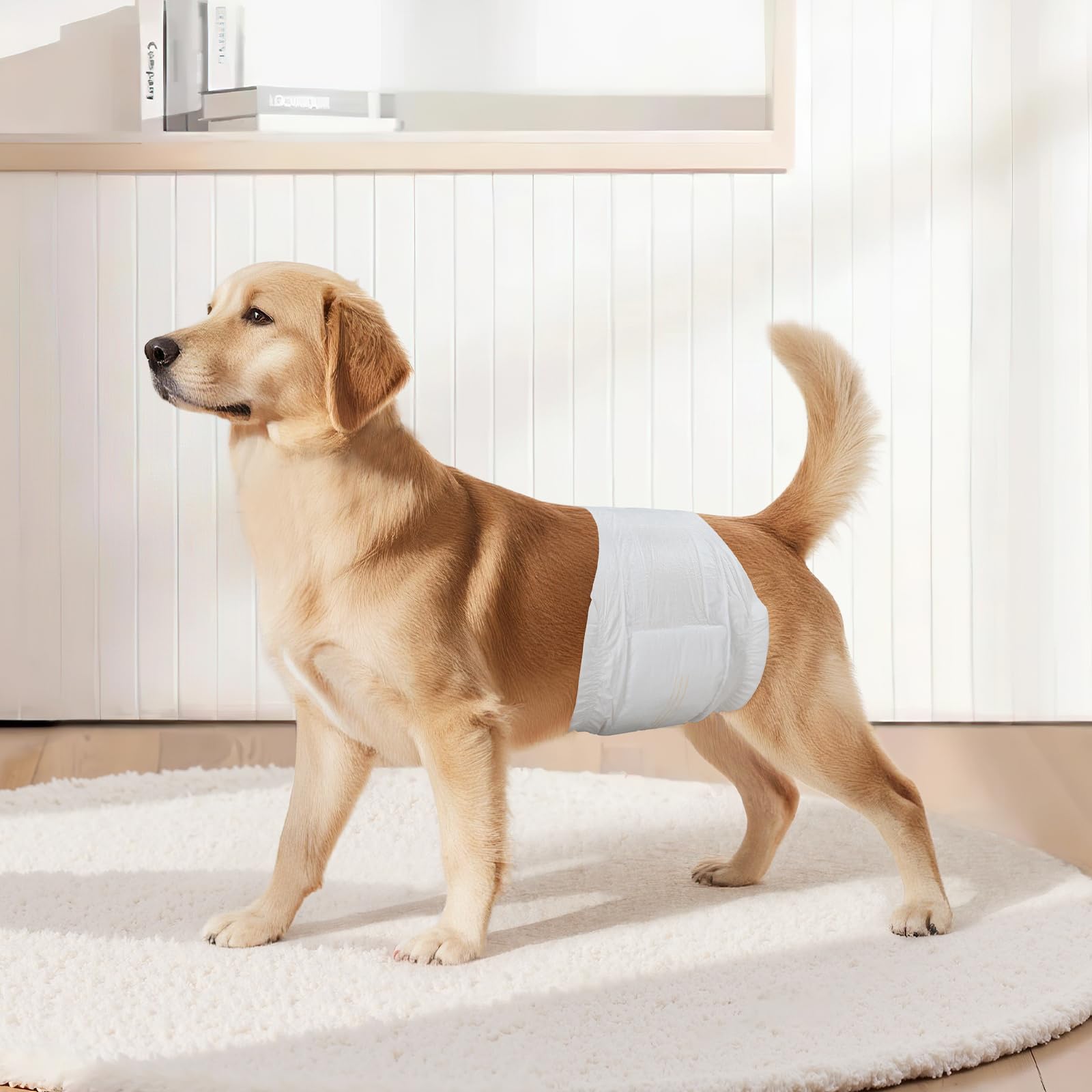 VEVOR Couches Jetables pour Chiens Mâles, 96 Pièces, Bandes Ventrales Anti-fuites Super Absorbantes Taille M, Indicateur Humidité, pour Chiens Mâles Chaleur, Entraînement, Incontinence, 2 Lots de 48