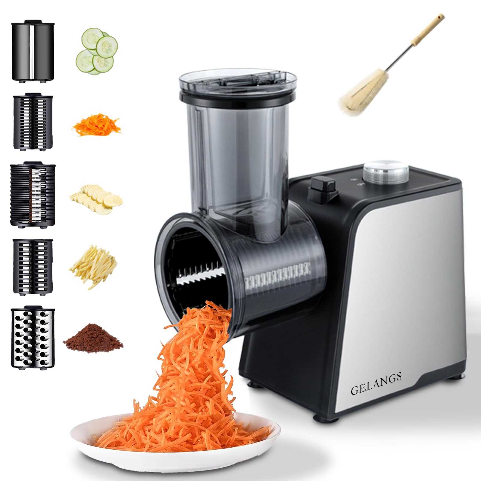Electric vegetable cutter with cheese grater function and salad machine, suitable for cutting cheese, cutting fruit, cutting vegetables, electric food processor