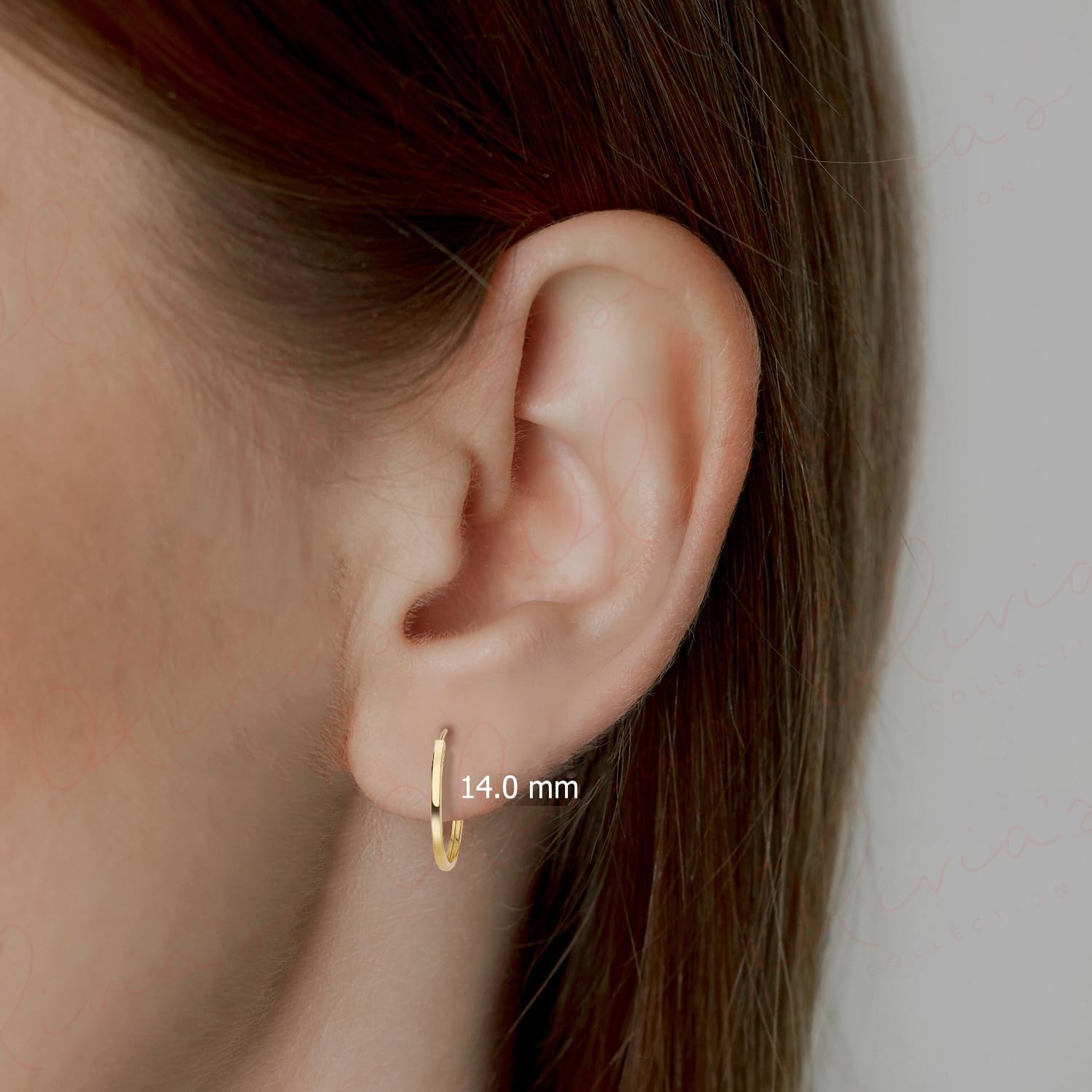 Olivia's Collection 14K White or Yellow Gold Lightweight Square Endless Hoop Earrings (10–20mm), True 1.0mm Width, Perfect for Lobe, Upperlobe Piercings, Unisex Design for Women, Men, and Teens - Image 3