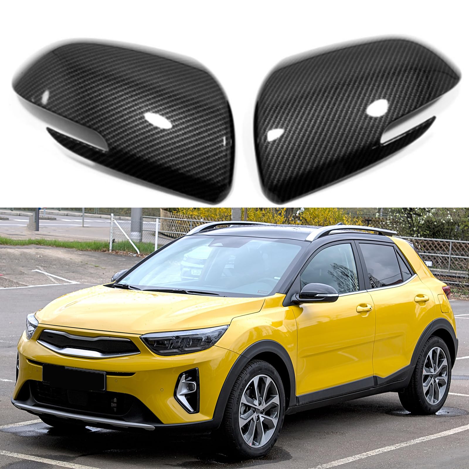 Calotta Specchietto Retrovisore Laterale per Kia Stonic 2017-2022, Copertura di Ricambio per Auto,A Carbon Fiber