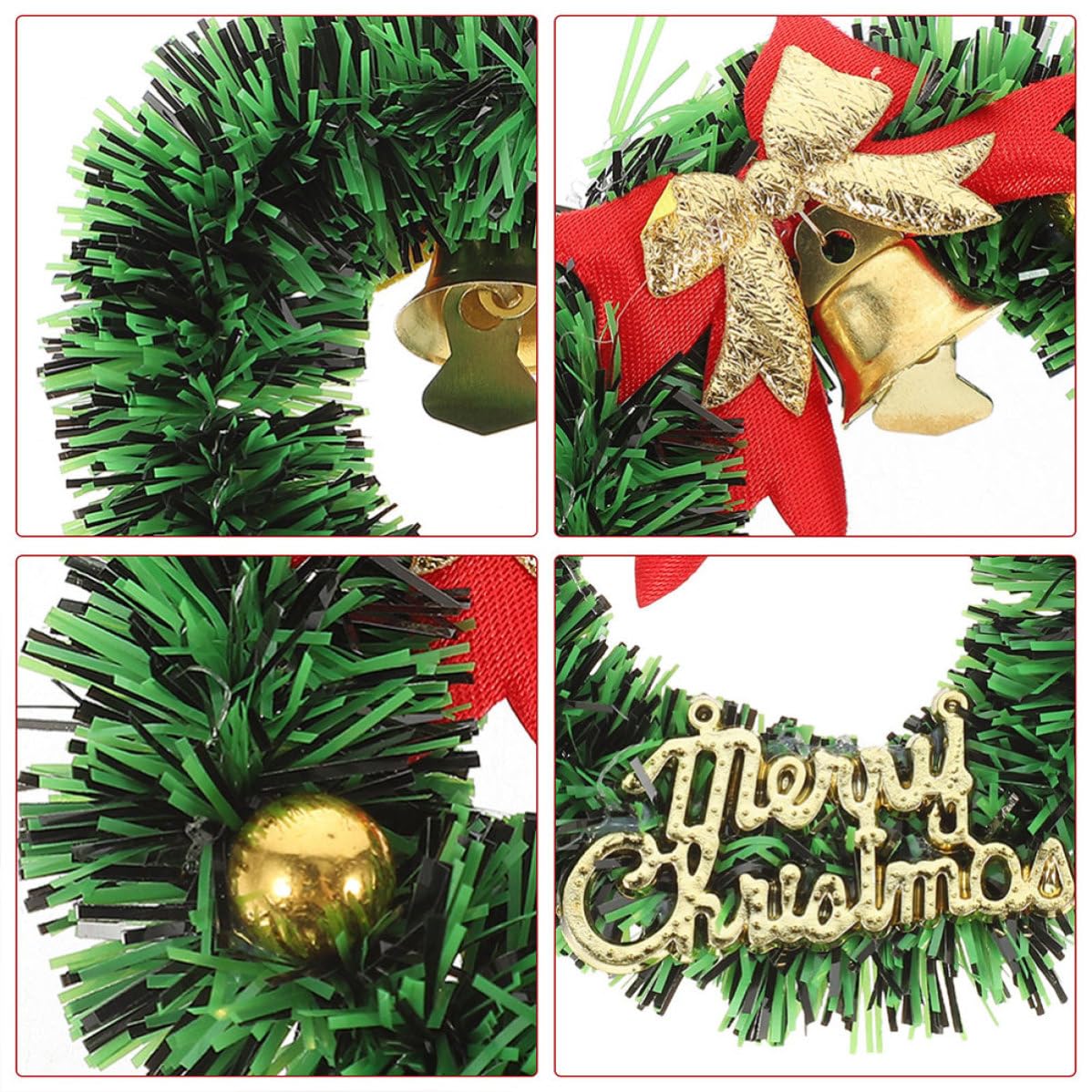 IMIKEYA 20 Piezas Mini Corona Navideña Decorativa de Plástico y Tela para Árbol de Navidad, Pequeña y Colgante, Adecuado para Decoración Navideña en Casa y Fiestas