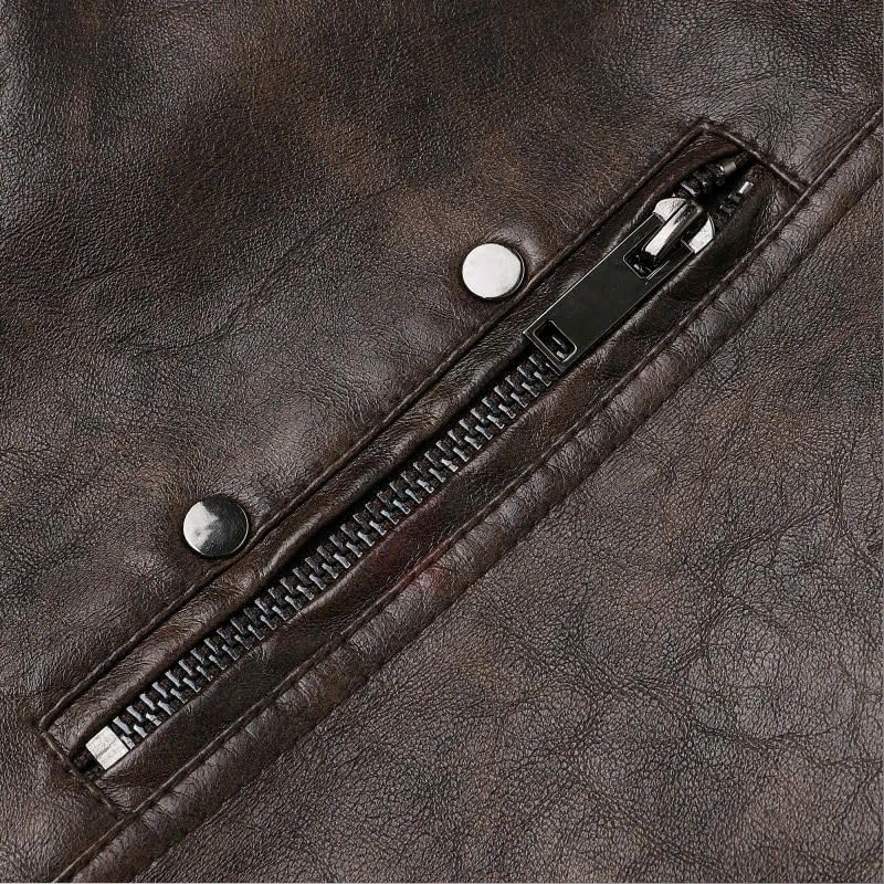 Chaqueta biker para hombre de cuero sintético miniatura 3