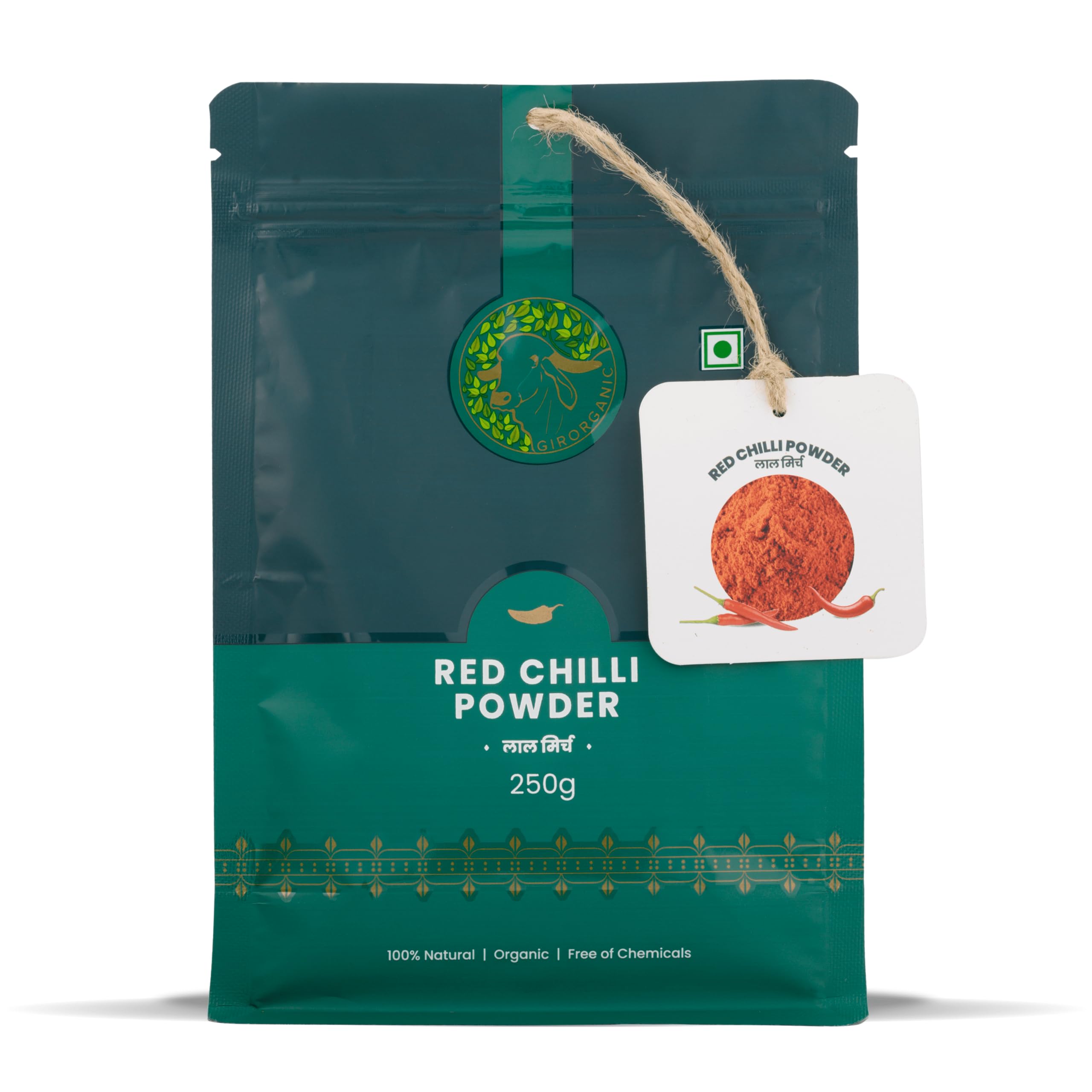 GirOrganic Red Chilli (Lal Mirch) Powder - 250 gm | Stone Grind | Chemical & Pesticides Free | Naturally Processed | 100% Organic | No Added Colours | Gopal Ratna Award Winner 2023
