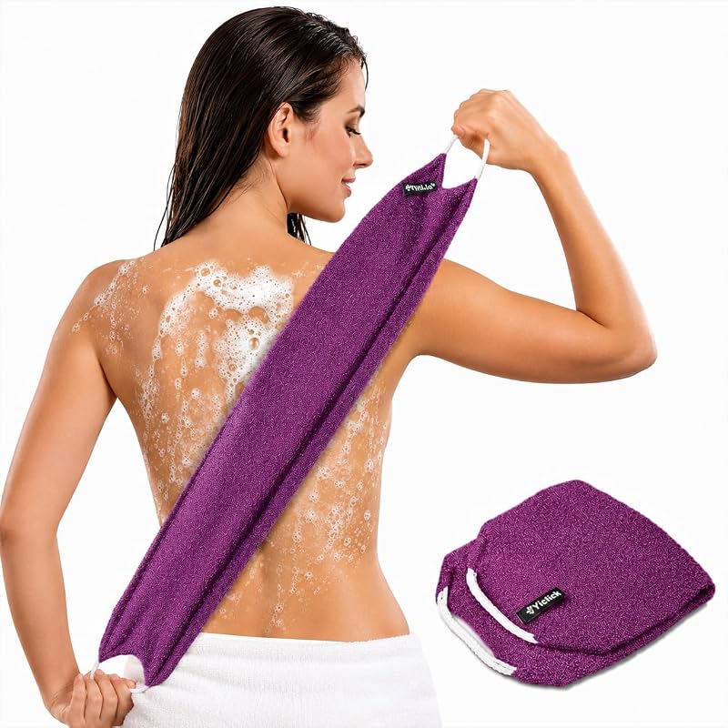 Yiclick Esponja de banho esfoliante com alças, 45,72 cm x 19,05 cm x 0,25 cm