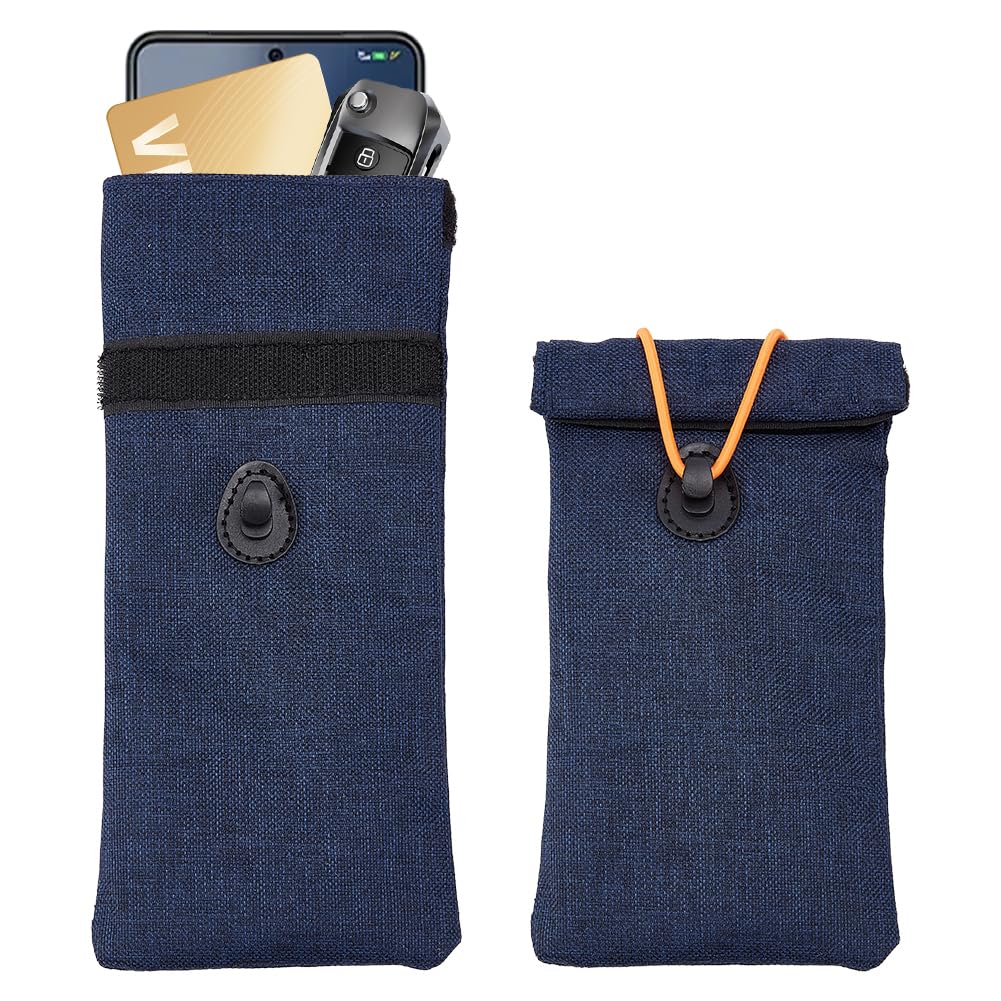 OLYCRAFT 2pz Custodia con Blocco EMF per La Protezione del Telefono Cellulare 22.6x9.5cm Borsa Faraday Blu Custodia di Sicurezza Blocchi RFID per Telefono Chiave Dell'Auto Blocco del Segnale