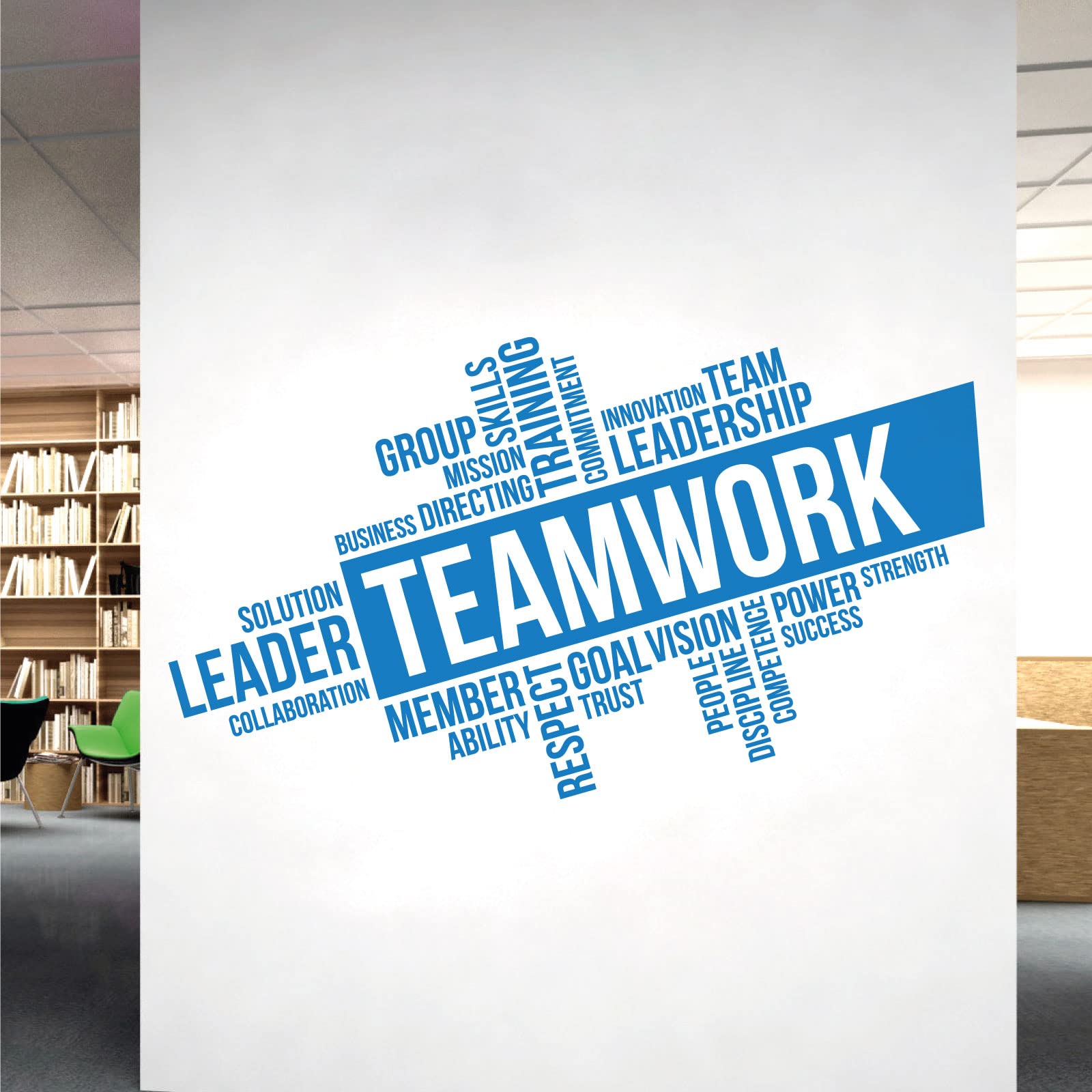 Corporate Wall Art Sticker - Teamwork, Leadership, Training, Skills Goal, Respect... - Company Office, Conference Room [XLarge] [Ocean]