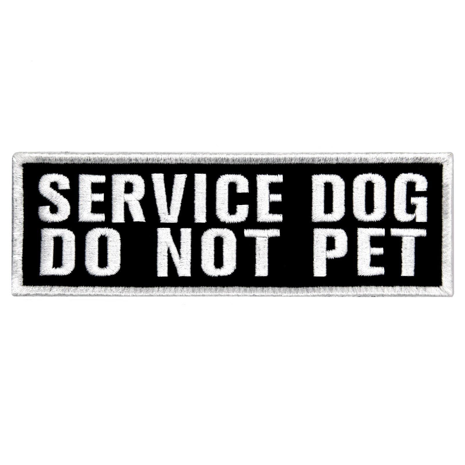 TailWag Planet Service Dog Do Not Pet Patch Embroidered Vest/Harnesses Badge Fastener Hook & Loop Emblem, 4 x 1.5 Inches
